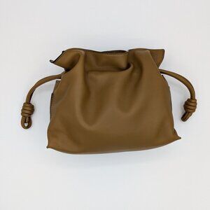 Loewe Calfskin Mini Flamenco Knot Clutch Ochre Embossed Monogram